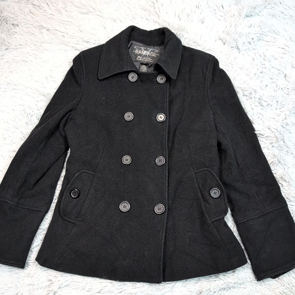 Vintage Rampage Jacket Womens 10 Black Wool Cashmere Blend Cozy Career‎ Comfy